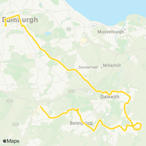 Lothian Buses Newtongrange - Edinburgh map