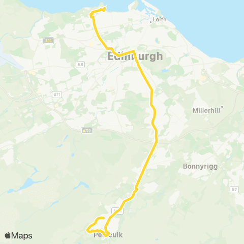 Lothian Buses Penicuik - Edinburgh map