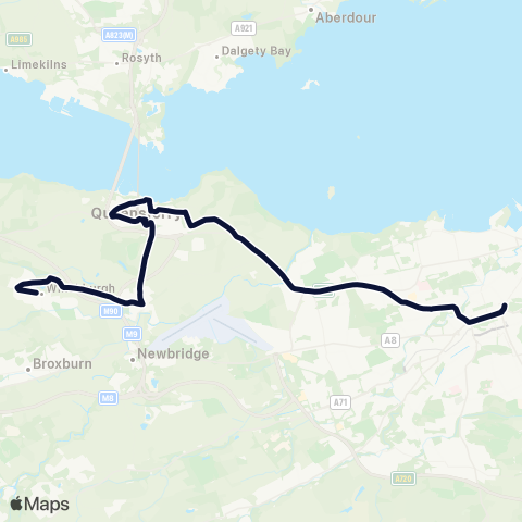 Lothian Country Buses Nightbus: Edinburgh - Queensferry map