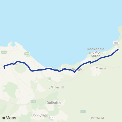 EastCoastbuses North Berwick - Edinburgh map