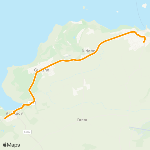 EastCoastbuses Aberlady - North Berwick HS map