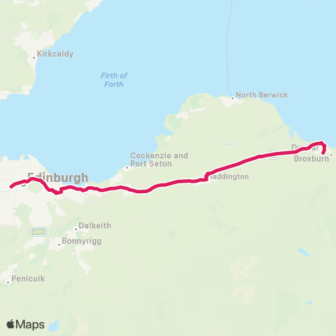 EastCoastbuses Dunbar - Edinburgh Express map