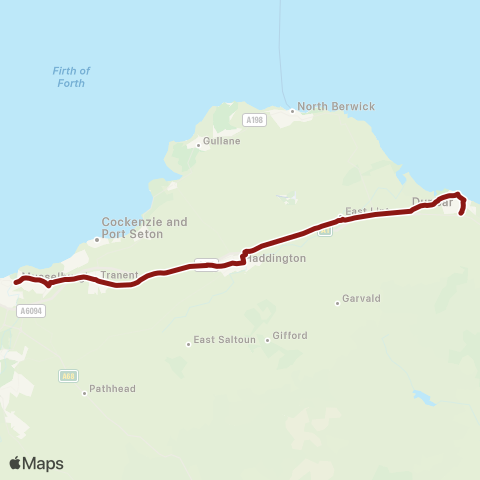 EastCoastbuses Dunbar Asda - High Street (Stop D) map
