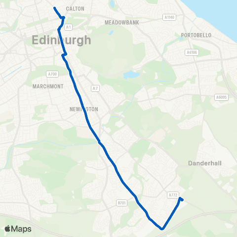 Lothian Buses Gilmerton Station Road - Mansfield Place map
