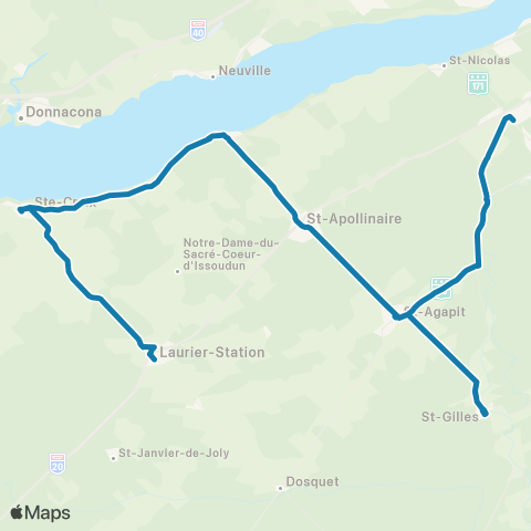 Express Lotbinière Terminus Lagueux – Lotbinière map