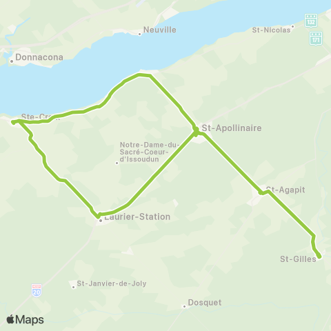 Express Lotbinière St-Apollinaire – Laurier-Station – St-Antoine-de-Tilly map