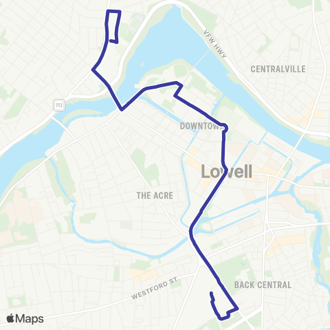 Lowell RTA Orange Line / UMass Lowell North map