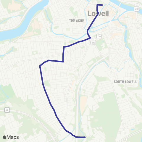 Lowell RTA Highlands via Stevens map