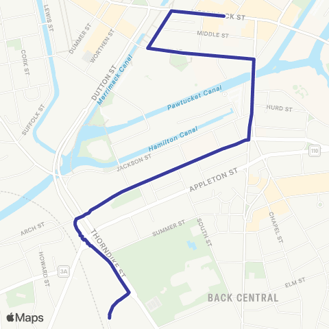 Lowell RTA Downtown Shuttle map