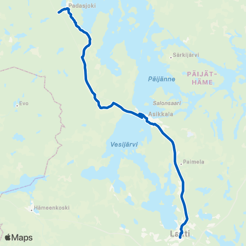 Lahden seudun liikenne Padasjoki - Lahti map