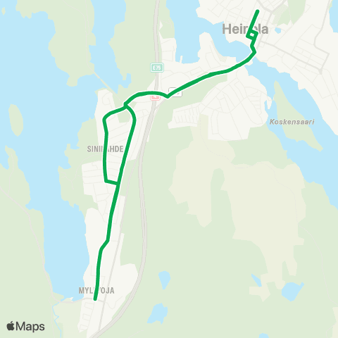 Lahden seudun liikenne Keskusta - Myllyoja - Sinilähde - Tähtiniemi - Keskusta map