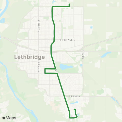 Lethbridge Transit cityLINK Green map