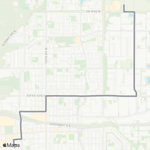 Lethbridge Transit 5 Avenue North map