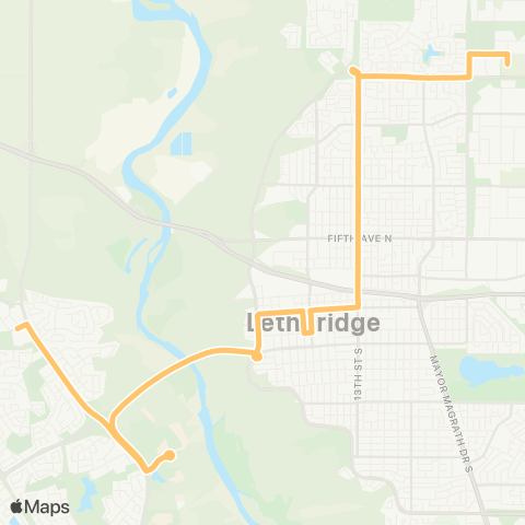 Lethbridge Transit cityLINK Gold map