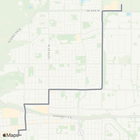 Lethbridge Transit 5 Avenue North map