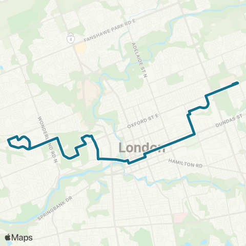 London Transit Fanshawe College to Beaverbrook map