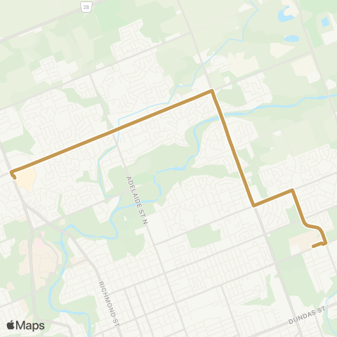 London Transit Fanshawe College to Masonville Place map