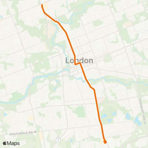 London Transit Masonville Place – White Oaks Mall Exp map