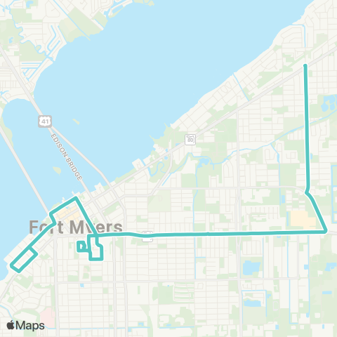 LeeTran Dunbar and Downtown Fort Myers map