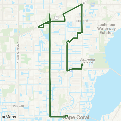 LeeTran Cape Transfer Center to Coralwood Mall map