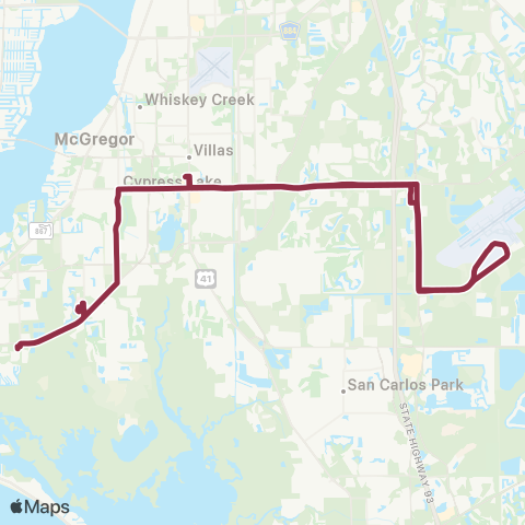 LeeTran S W Florida Airport to Beach P&R map
