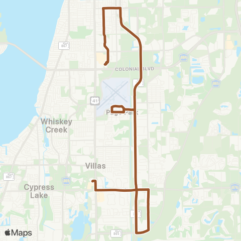 LeeTran S Fort Myers Transfer Sta to Edison Mall map