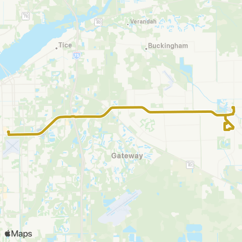 LeeTran Lehigh Acres to Edison Mall map