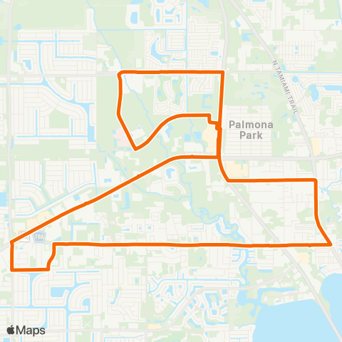 LeeTran North Fort Myers to Cape Coral map