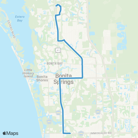 LeeTran Coconut Point Mall to Creekside TC map