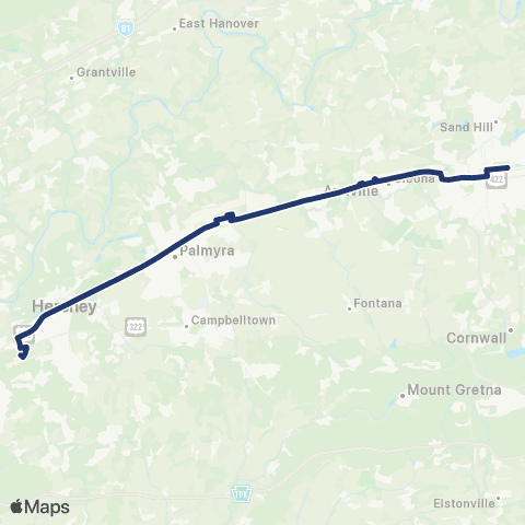 Lebanon Transit Route 8 map