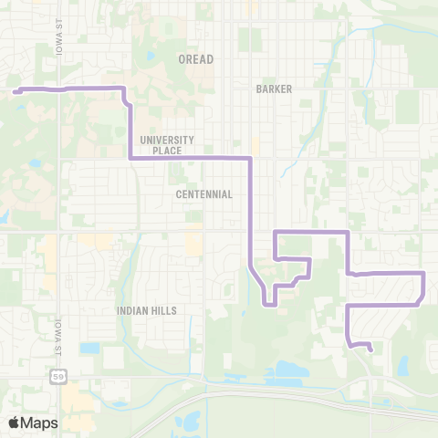 Lawrence Transit Central Sta-Peaslee Tech via KU / HINU map