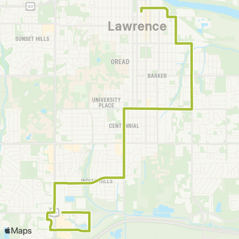 Lawrence Transit Downtown-South Iowa map