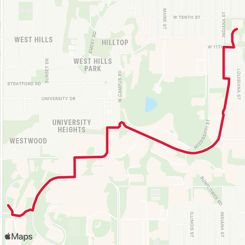 Lawrence Transit Red Circulator map
