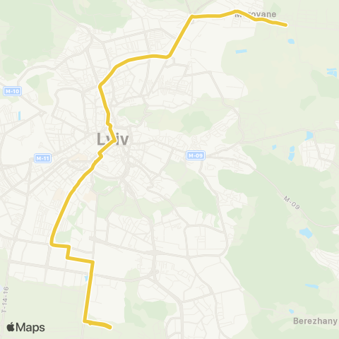 Lviv Bus Вул. Вернадського - с. Муроване map