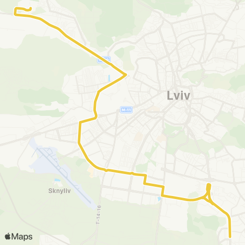 Lviv Bus Пр. Червоної Калини - вул. Величковського map