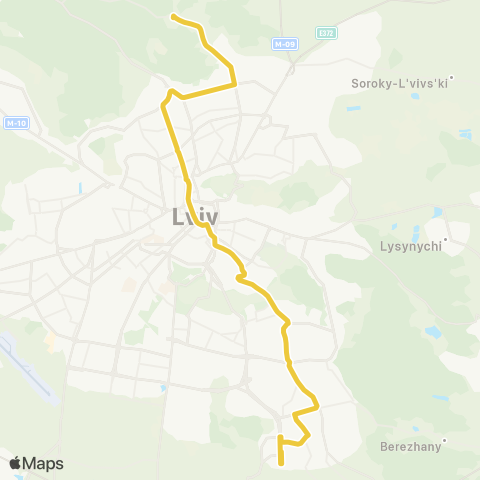 Lviv Bus Пр.Червоної Калини - Голосківський цвинтар map