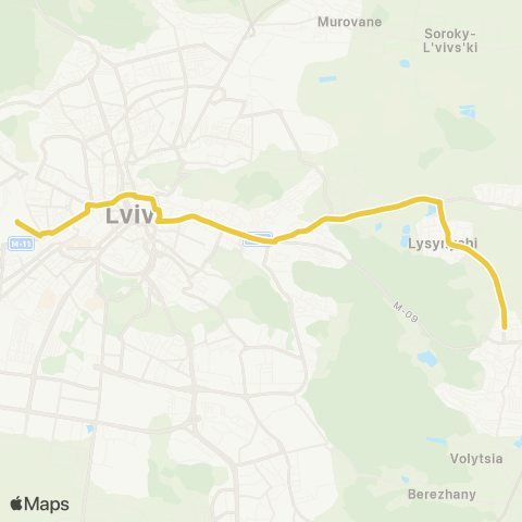 Lviv Bus Залізничний вокзал - Винники Івасюка map