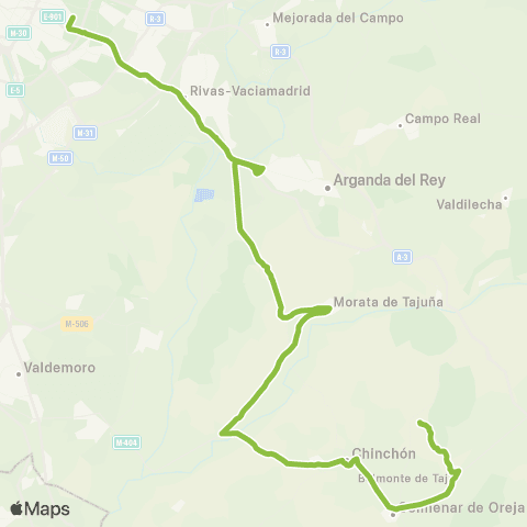 Autobuses Interurbanos Madrid (Pavones)-Chinchón-Valdelaguna map