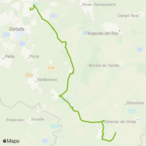 Autobuses Interurbanos Madrid (Villaverde Bajo-Cruce)-Villaconejos map