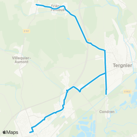 Lyneo - Scolaire Condren - Viry-Noureuil - Chauny map
