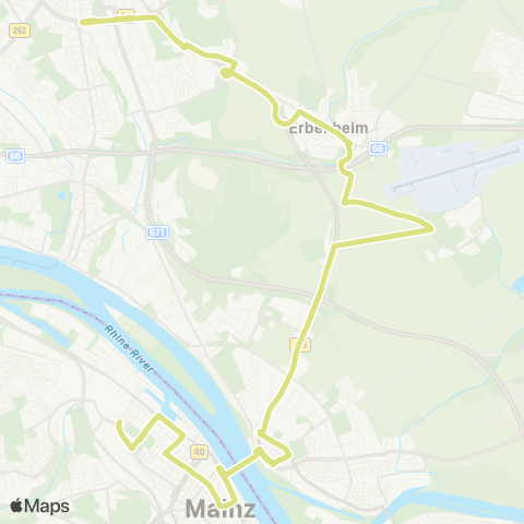 Mainzer Verkehrsgesellschaft Schusterstr.  ↔︎ Wiesbaden Hbf map