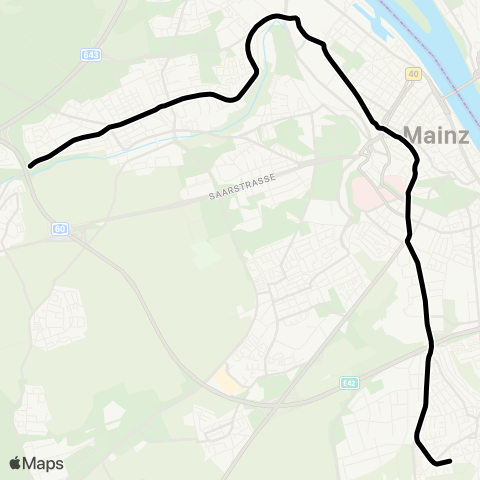 Mainzer Verkehrsgesellschaft Römerquelle  (Finthen) ↔︎ Bürgerhaus (Hechtsheim) map