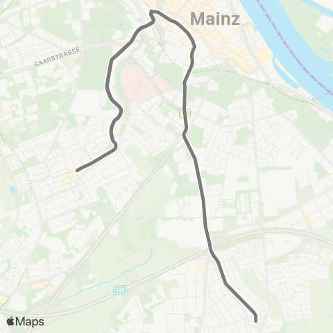 Mainzer Verkehrsgesellschaft Mainz Hbf  ↔︎ Am Schinnergraben (Hechtsheim) map