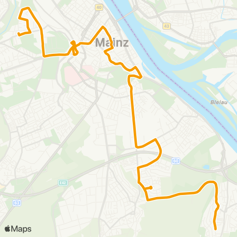 Mainzer Verkehrsgesellschaft Ketteler-Kolleg (Hartenberg) ↔︎ Hans-Zöller-str. (Laubenheim) map