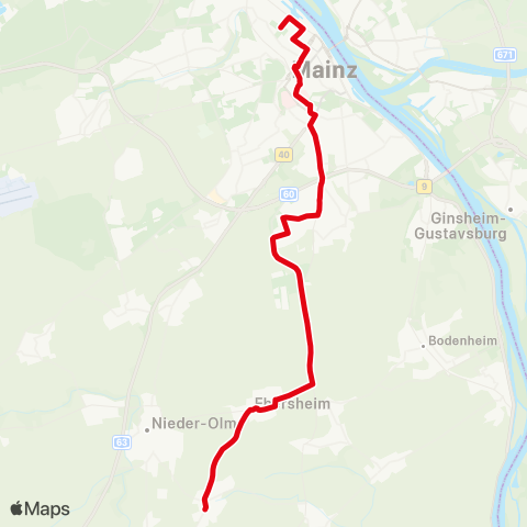Mainzer Verkehrsgesellschaft Goethepl.  ↔︎ Hahnheimer str. (Zornheim) map