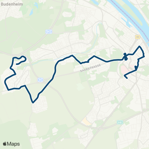 Mainzer Verkehrsgesellschaft Römerquelle  (Finthen) ↔︎  Landwehrweg map