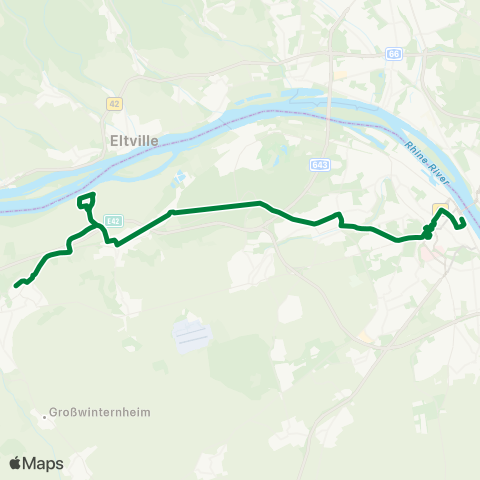 Mainzer Verkehrsgesellschaft Ingelheim Bf ↔︎ Mainz Hbf map