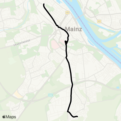 Mainzer Verkehrsgesellschaft Mainz Hbf  ↔︎ Bürgerhaus (Hechtsheim) map