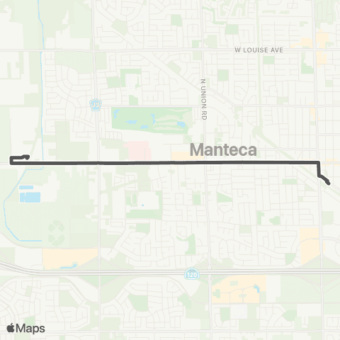 Manteca Transit Ace Shuttle map