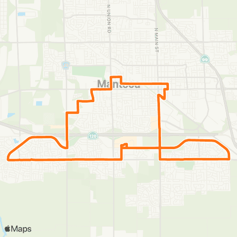 Manteca Transit Woodward / Sierra HS map